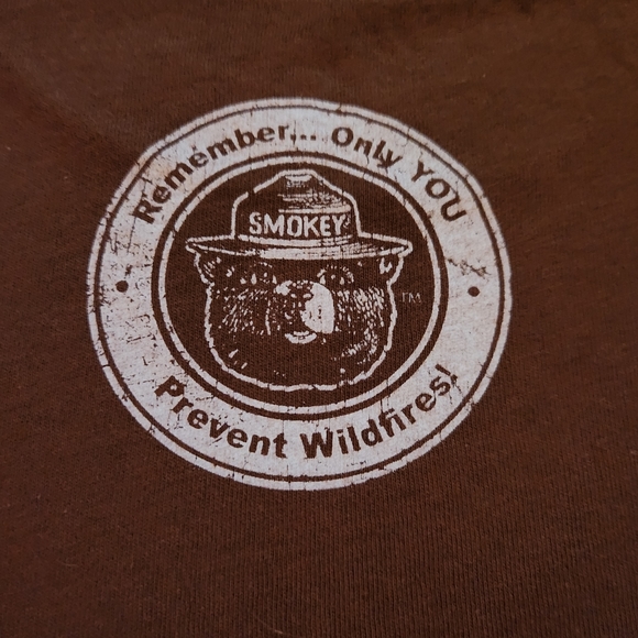 Smokey Bear Prevent Wildfires Graphic Tee T-Shirt Brown Medium - Picture 5 of 7